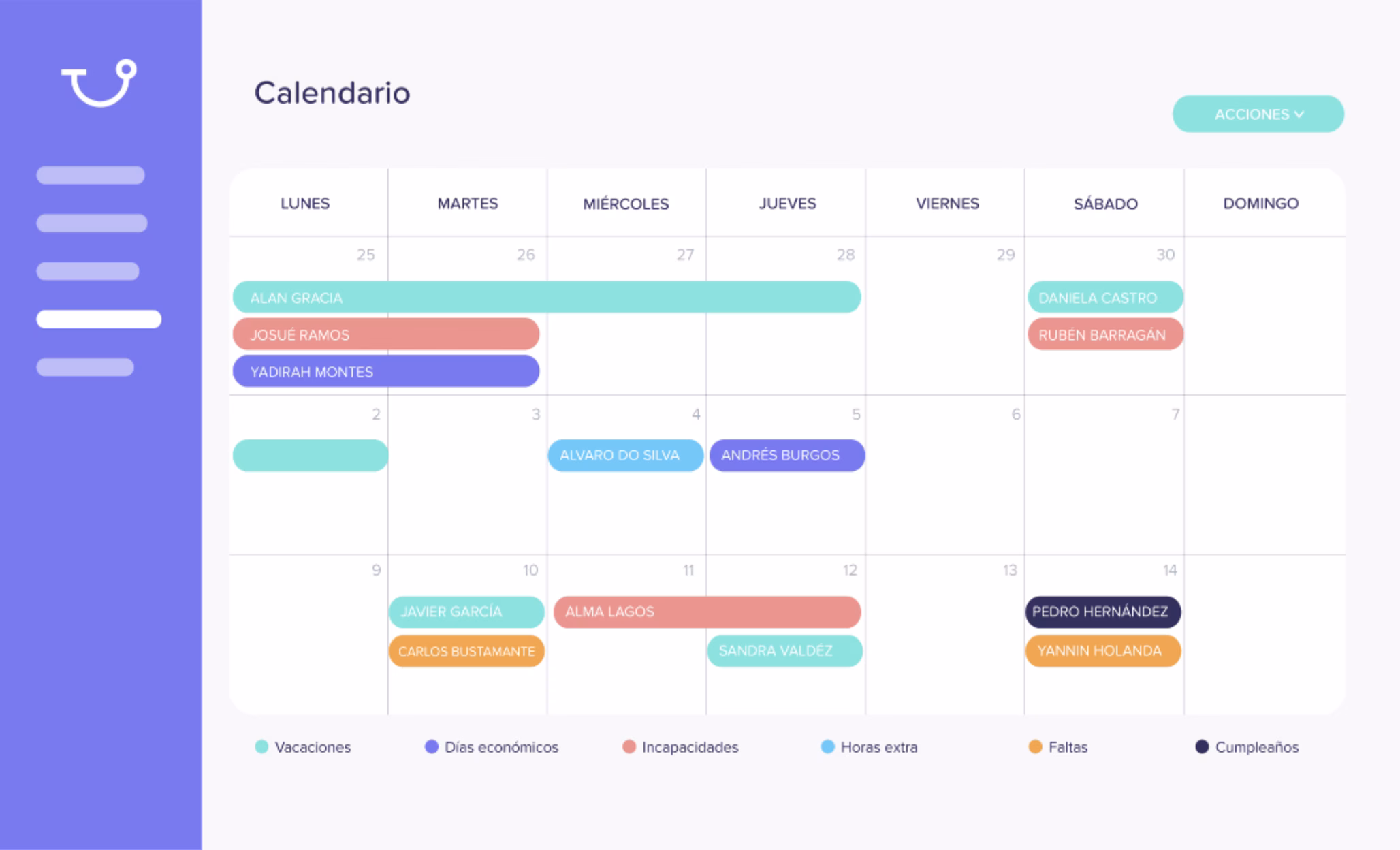 Cuenta con un calendario para visibilidad